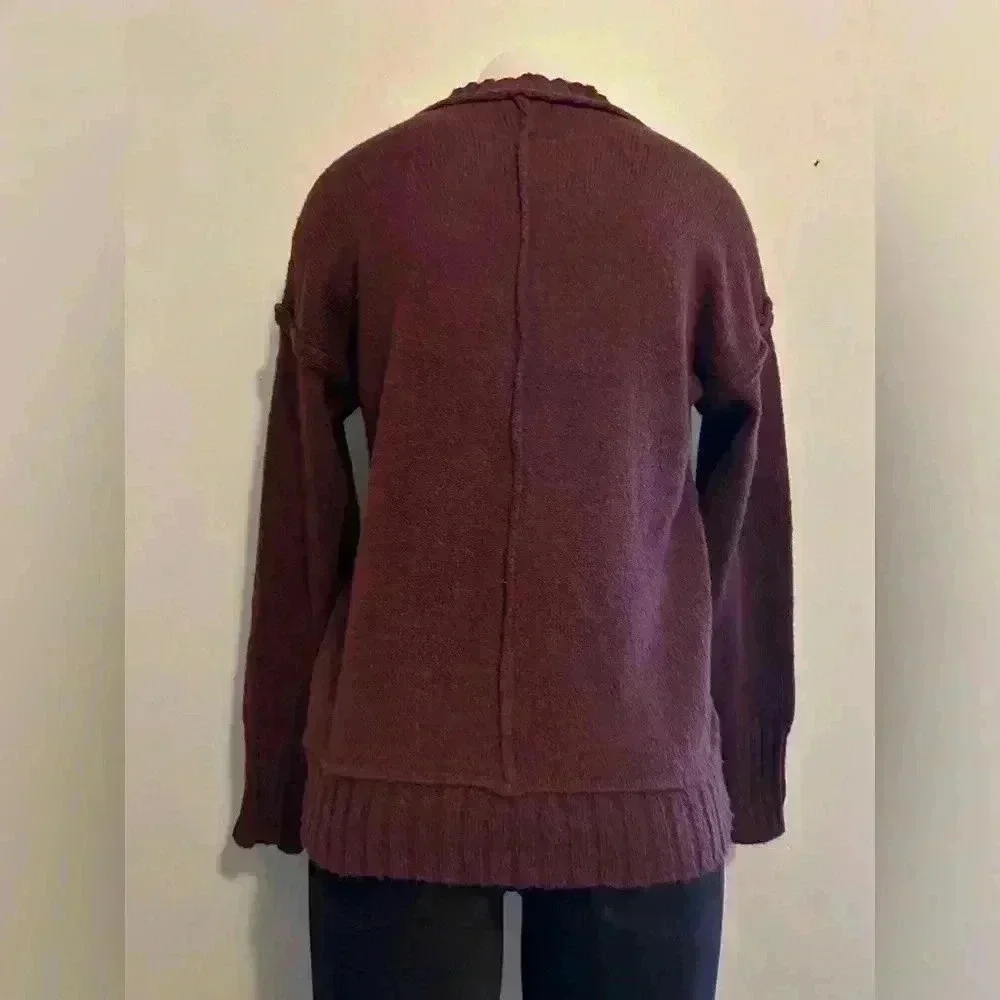 Dip sz S burgundy long sleeve sweater, mannequin has 34” bust